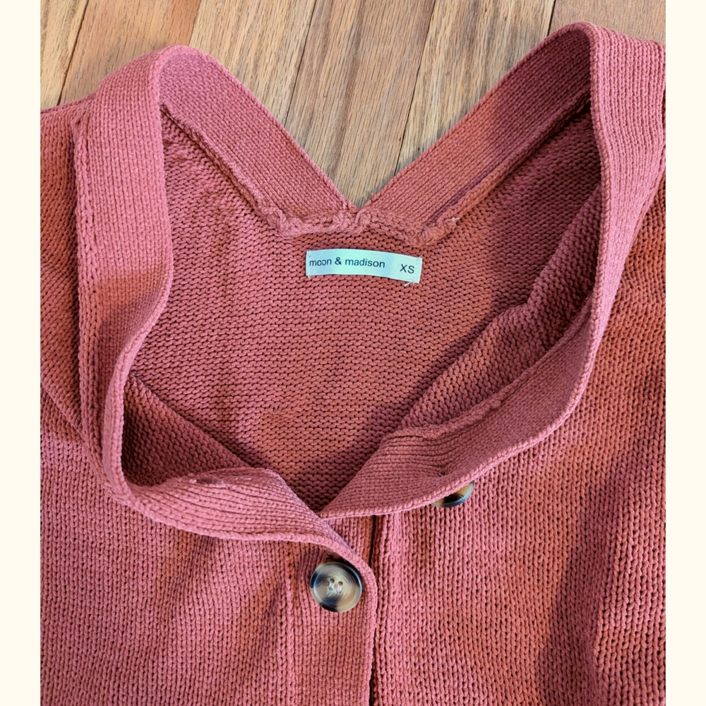 Women's Button-Up Sweater - Rust - Picture 6 of 10